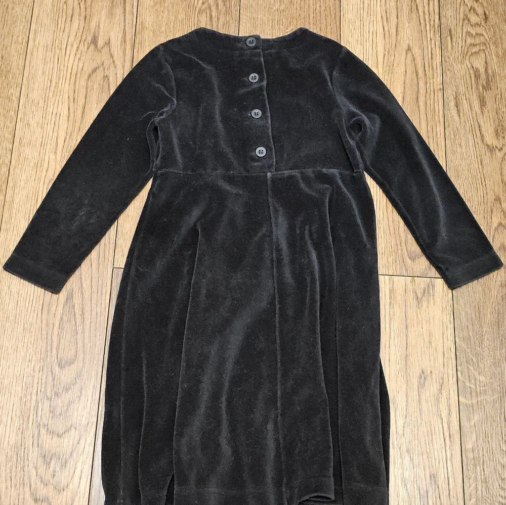 90s Fancy Embroidered‎ Kitties Girls A-Line Dress Velour Black Sz S USA Made Vtg